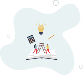 Pathway to knowledge with academic training and education .Study from books and reading to develop thinking and cognition skills.flat design.illustration with people.
