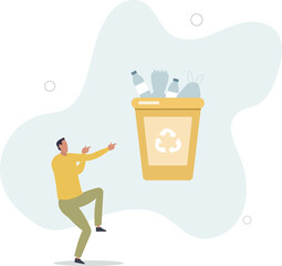 Sustainable lifestyle concept.character recycling plastic garbage.flat design.illustration with people.