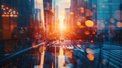 Fototapeta premium Urban landscape with many tall buildings