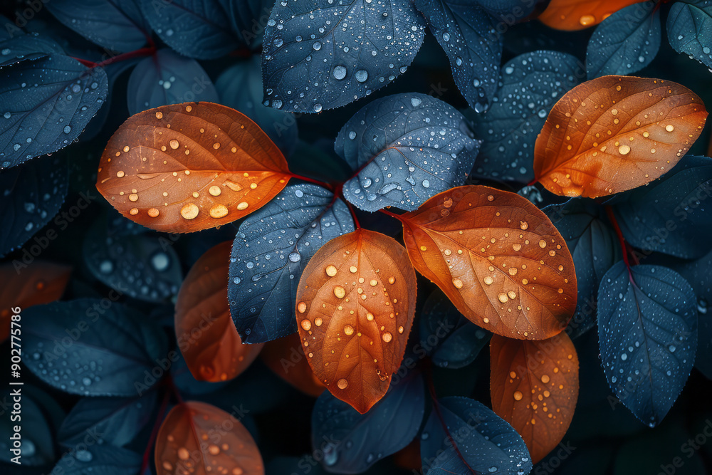 Poster elegant depiction of overlapping shapes and intricate leaf patterns, creating a vibrant and lively d