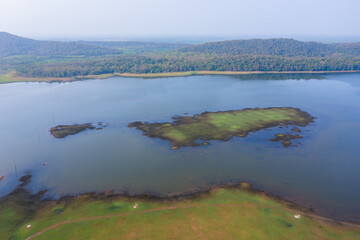 Aerial view of wet land in Chachoengsao province, Thailand.