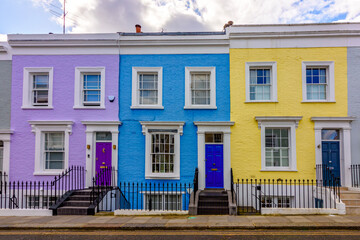Colourful houses in Notting Hill, London, UK