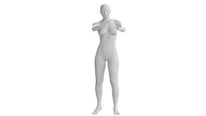 Female Mannequin Making Heart Symbol with Hands Isolated on Transparent Background. Front View