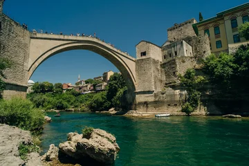 Historical Mostar Bridge known also as Stari Most or Old Bridge in Mostar, Bosnia and Herzegovina