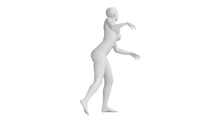 Female Mannequin Peeking from Behind, Dynamic Pose, Isolated on Transparent Background. Side View