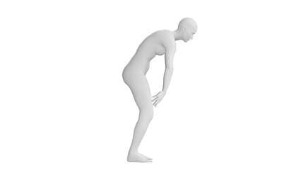 Female Mannequin Leaning Forward and Gesturing Isolated on Transparent Background. Front View