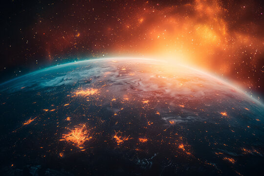 Artistic capture of a planetary alignment with vibrant chromatic aberrations and dreamy light leaks,