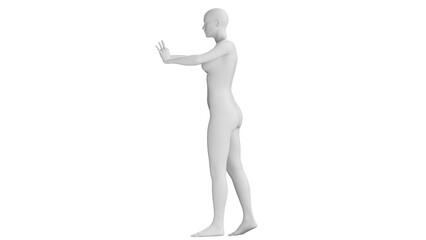 Female Mannequin Making Heart Symbol with Hands Isolated on Transparent Background. Side View