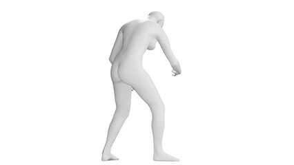 Female Mannequin Leaning Forward and Gesturing Isolated on Transparent Background. Front View
