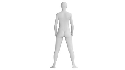 Female Mannequin in Confident Pose Isolated on Transparent Background. Back View