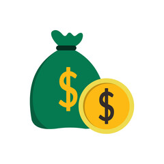 Obraz premium vector of dollar bills in coin pouch and bills