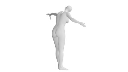 Female Mannequin in Leaning Pose Isolated on Black Background. Back View