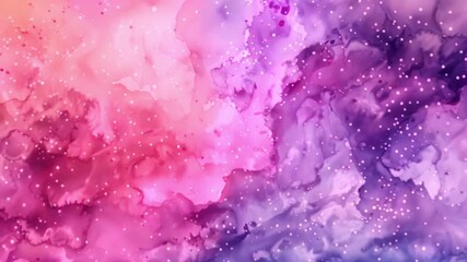 A watercolor painting depicting a swirling galaxy with pink, purple, and white colors.