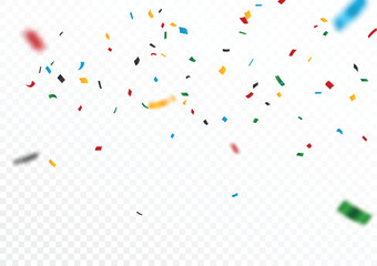 Abstract colorful confetti banner, isolated on transparent background