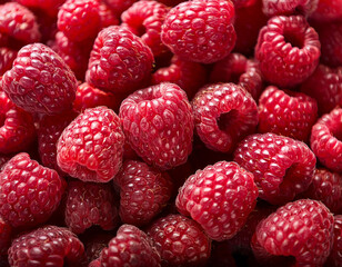 Close-up with a pile of raspberries