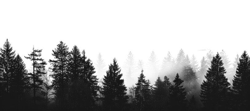 Fototapeta PNG Misty forest trees in fog