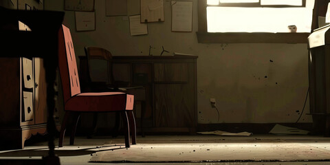 The Ominous Whispers in the Dark: A dimly lit room, filled with antique furniture and mysterious shadows, as if something sinister lurks just out of sight.