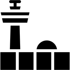 Vector Icon Airport, Control Tower, Building, Architecture And City, Air Traffic, Travel