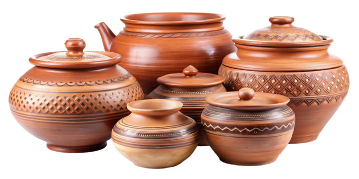 Pottery and ceramics set craft transparent background