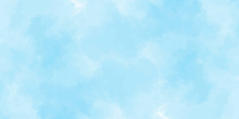 blue sky with clouds. Light sky blue shades watercolor background. Sky Nature Landscape Background. sky background with white fluffy clouds.><	