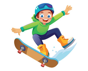 Fototapeta premium Young boy wearing helmet performing skateboard trick