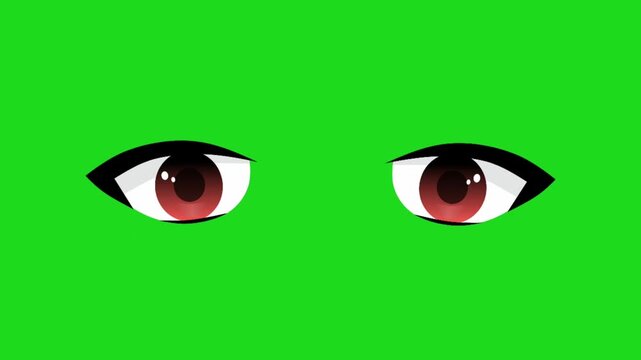 animated blinking eyes with green screen background