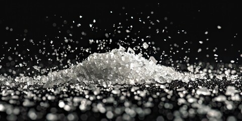 A pile of sugar sits on a table, awaiting use in baking or cooking