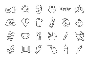 Maternity icon set. Pregnancy and baby icon set. Vector