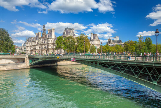 City Hall of Paris and bridge Arcole