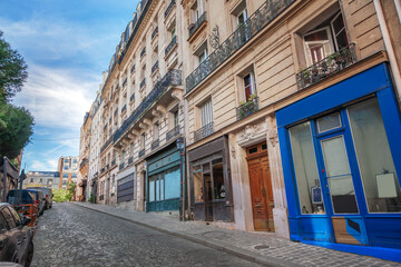 Naklejka premium Street in quarter Montmartre in Paris