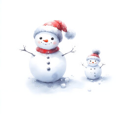 Fototapeta premium 흰 배경, 눈사람 (White background, snowman)
