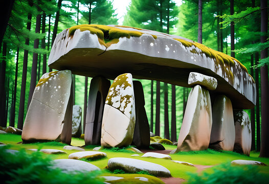 graphical collection dolmens megaliths isolated white background high resolution high details vibrant