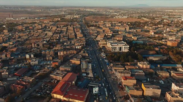 Aerial View of Nairobi Cityscape at Sunset 