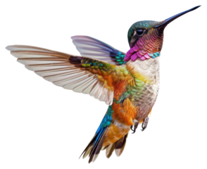 PNG Colorful hummingbird in flight