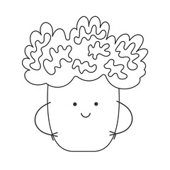 Vector Illustration for Children Healthy Nutrition with a Cute Doodle Funny Broccoli. Baby Vegetable Character or Mascot