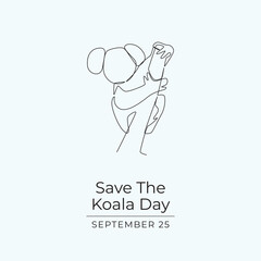 Save The Koala Day vector design template good for celebration usage. Save The Koala Day design. Continuous line drawing. eps 10.