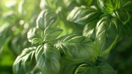Obraz premium green basil bush