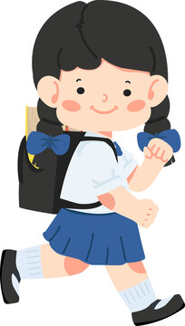 recommend clip art: girl is on her way to school