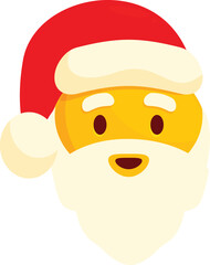Santa claus emoji wearing red hat, with bushy white beard and rosy cheeks, is smiling