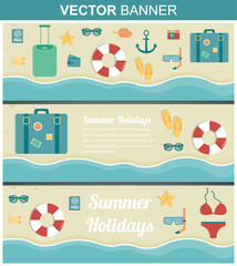 Travel and Tourism concept. Summer holidays Headers, Banners, Website templates. Vector illustration