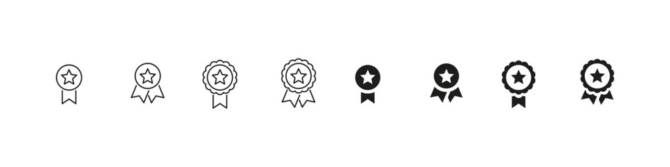 Award medal star icon set. Medals ranking icons.