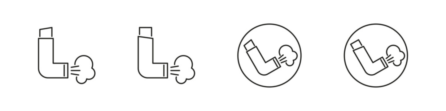 Asthma inhaler vector icons. Lung medical inhalers icon set.