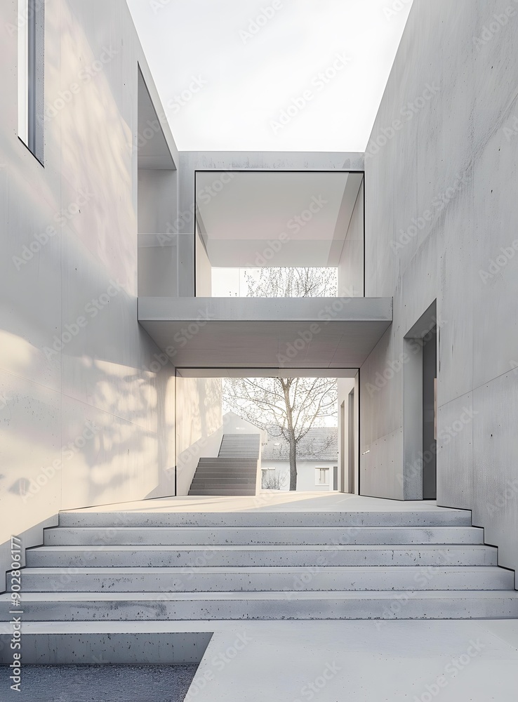 Wall mural Concrete Stairs and Minimalist Architecture