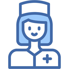 Vector Icon Nurse, Brown Hair, Professions And Jobs, Medical Assistance, Long Hair