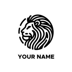 black lion head monoline logo
