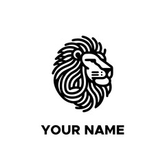 Fototapeta premium black lion head monoline logo