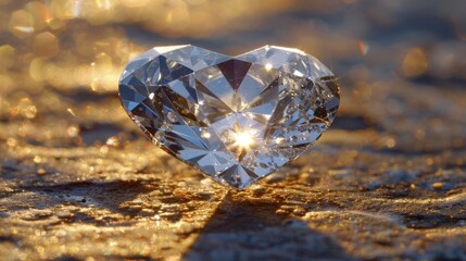 Fototapeta premium Crystal Heart on Golden Sand.
