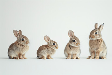 Fototapeta premium Several rabbits on white background.