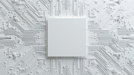Abstract White Circuit Board with a Blank Space