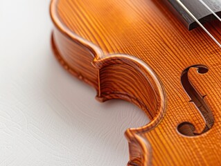 Obraz premium Close-up of a wooden violin highlighting its curves and grain